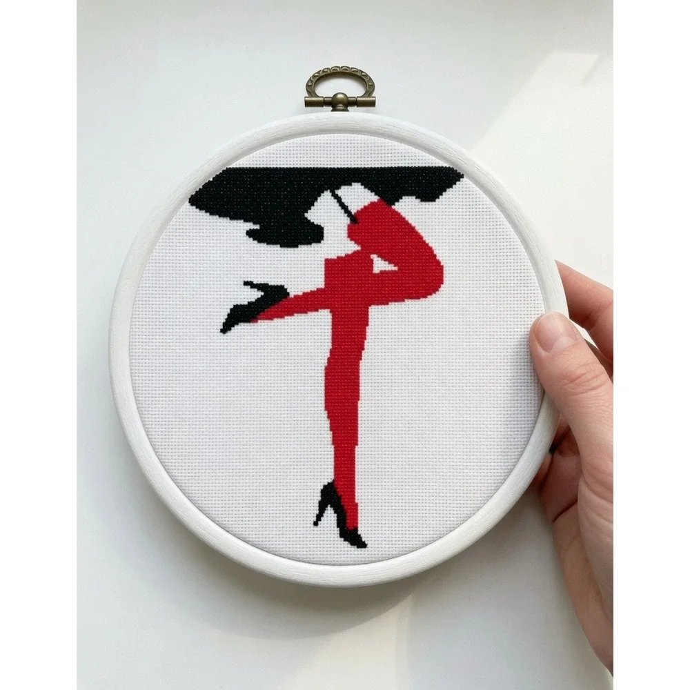 Legs in Stocking Modern Cross Stitch Pattern Red Black DIY